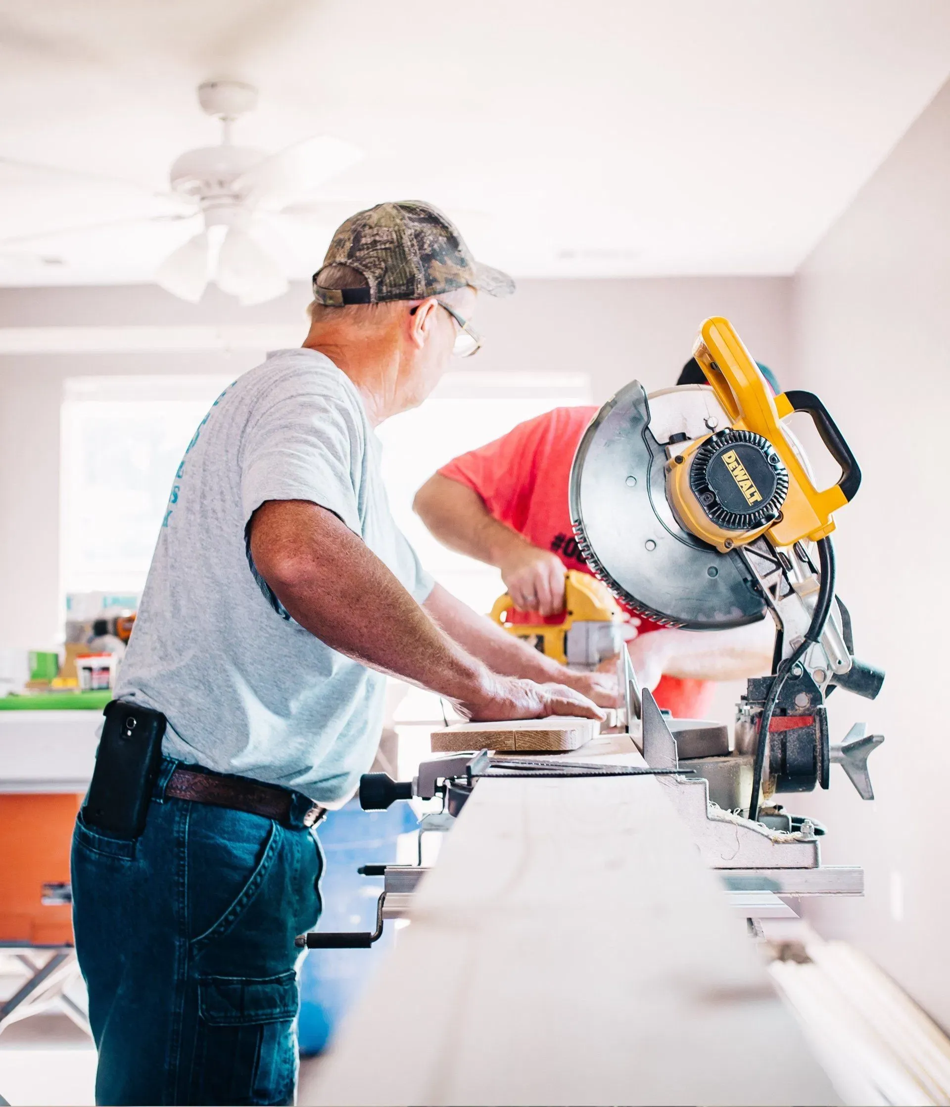Craftsperson carrying out precise carpentry during a renovation