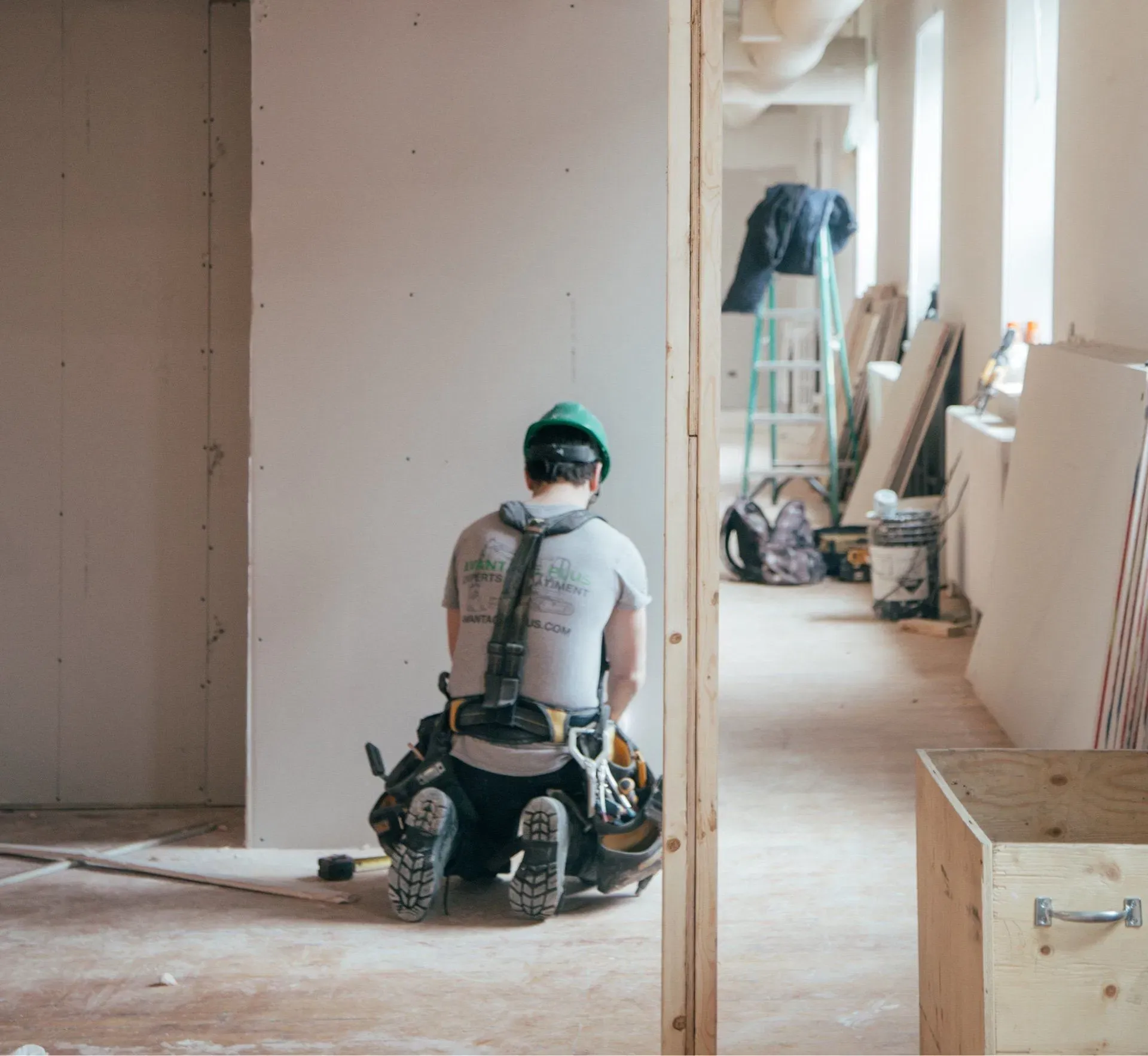 Renovation work in progress in a bright room